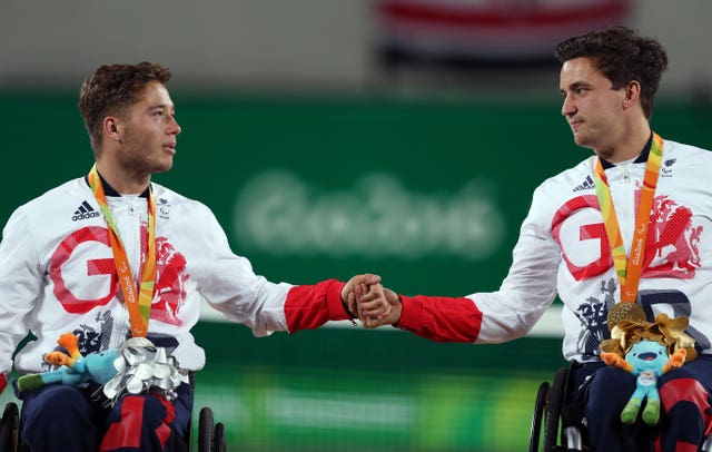 Great Britain’s Gordon Reid, right, beat Alfie Hewett in the men's singles final at Rio 2016