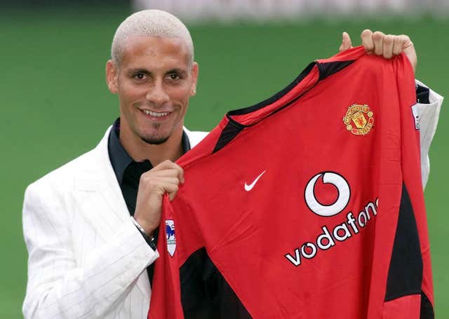 Ferdinand joined Manchester United from Leeds for around £30million, a record British transfer fee at the time (Gareth Copley/PA).