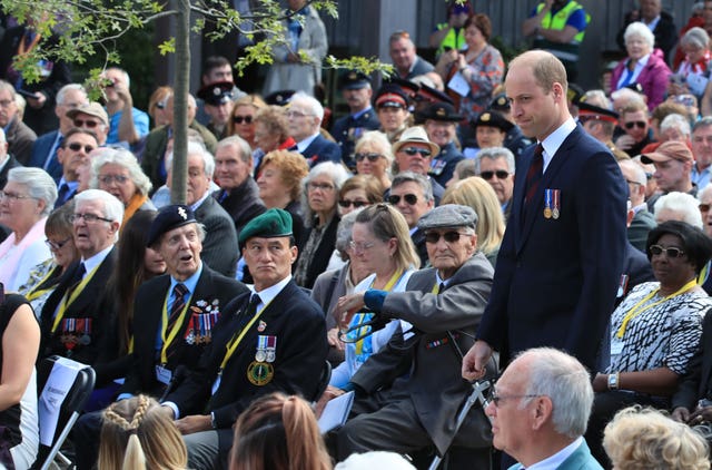 The Duke of Cambridge arrives at the National Memorial Arboretum in Staffordshire, for a service to mark the 75th anniversary of the D-Day landings