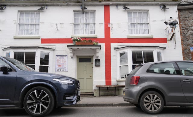 England flag painted across Wiltshire pub