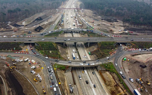 A view of traffic using Junction 10 of the M25 in Surrey