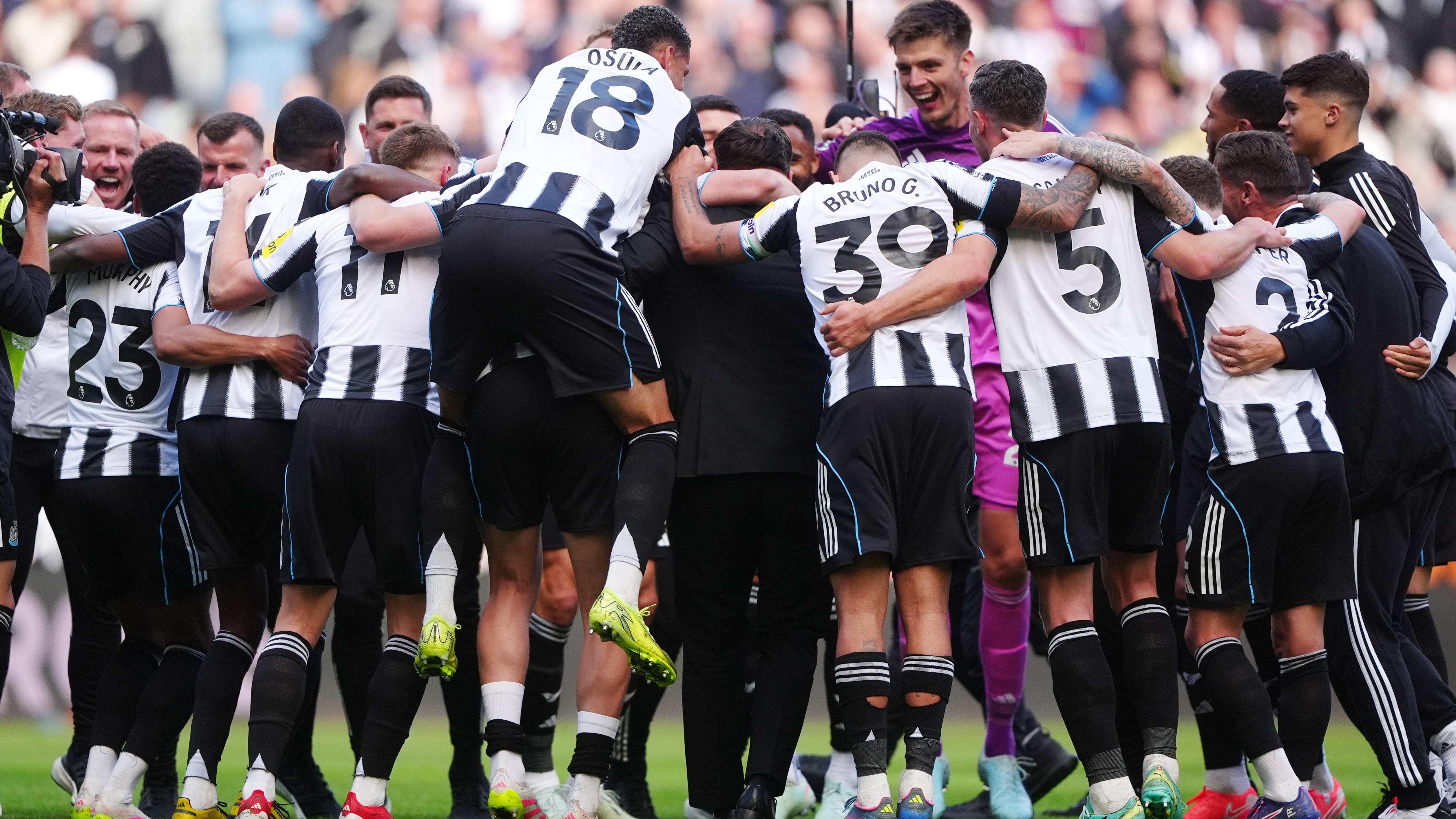 Newcastle secured Champions League football despite defeat to Everton (Owen Humphreys/PA)