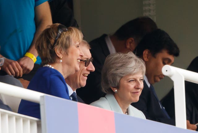 Theresa May said she would have liked to have seen more Pakistan wickets fall as England struggled on day two at Lord's (John Walton/PA)