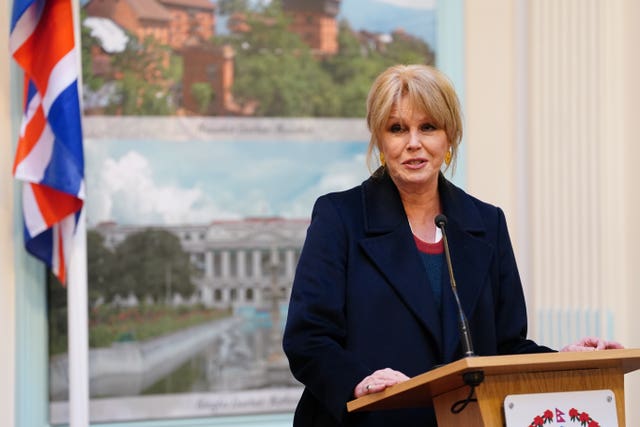 Dame Joanna Lumley at a lectern