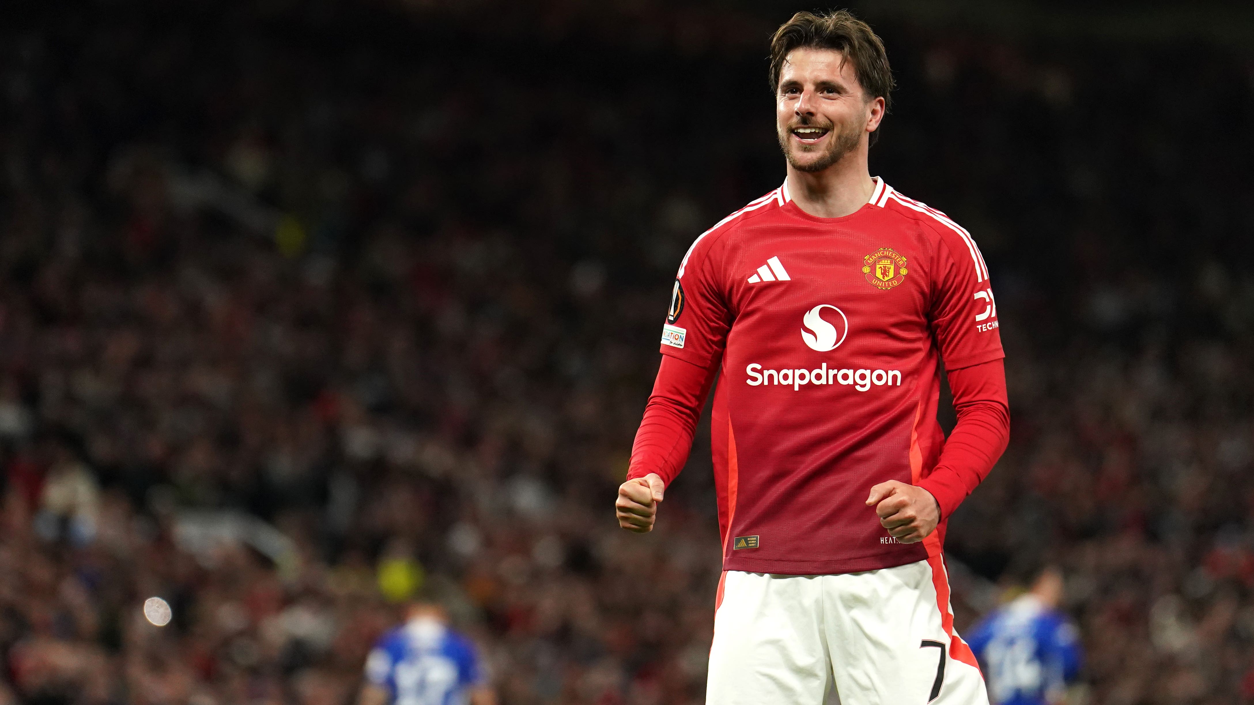 Manchester United’s Mason Mount scored twice in the win over Athletic Bilbao (Martin Rickett/PA).