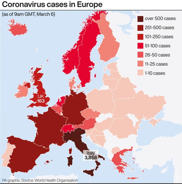 Coronavirus cases in Europe