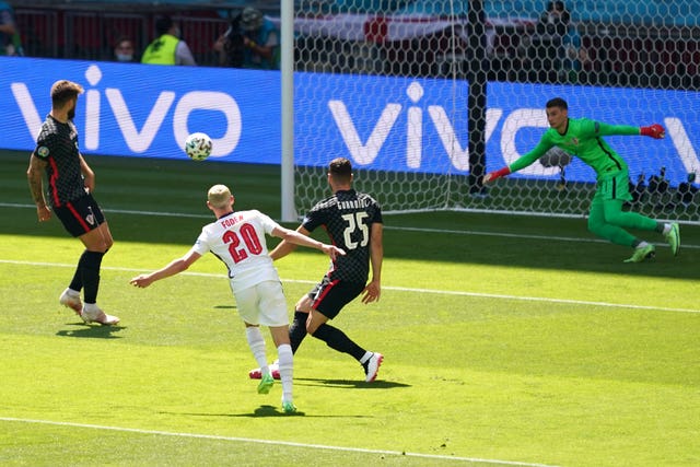 England''s Phil Foden hits a post 