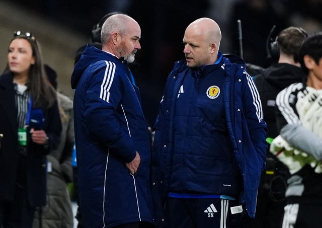 Steve Clarke with coach Steven Naismith