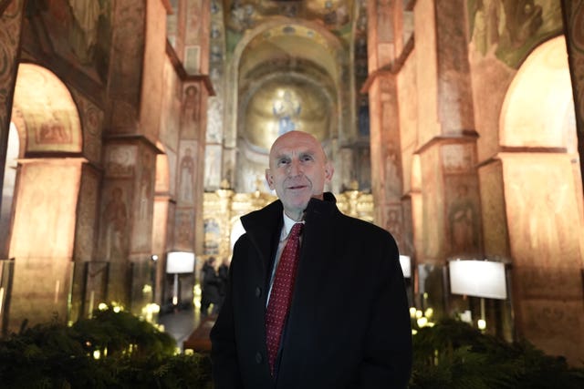 Defence Secretary John Healey visits St Sophia Cathedral in Kyiv 