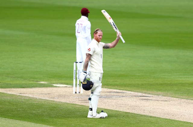 Ben Stokes celebrates making his century 