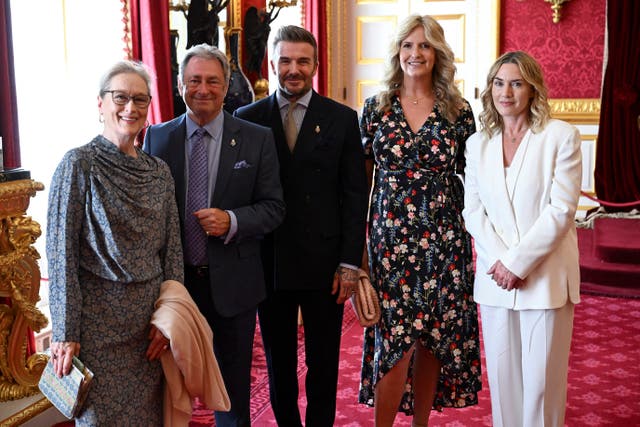  Meryl Streep, Alan Titchmarsh, David Beckham, Penny Lancaster and Kate Winslet during the King’s Foundation Awards ceremony at St James’s Palace earlier this month 