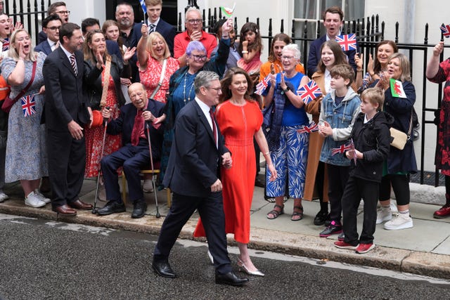 Sir Keir Starmer and Lady Starmer outside 10 Downing Street