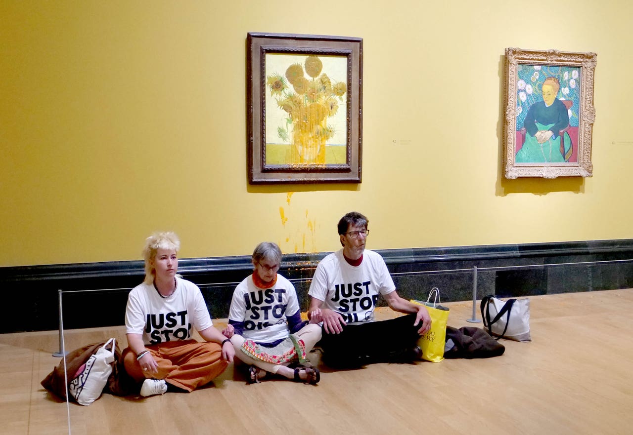 Ecoactivists pour soup over Van Gogh paintings again hours after