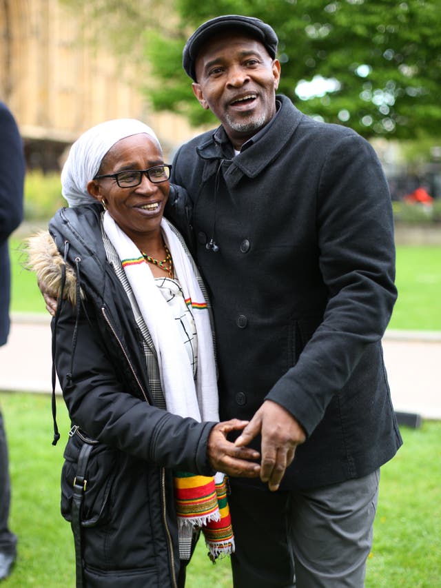 Paulette Wilson, 62, and Anthony Bryan, 60, during a photocall in Westminster