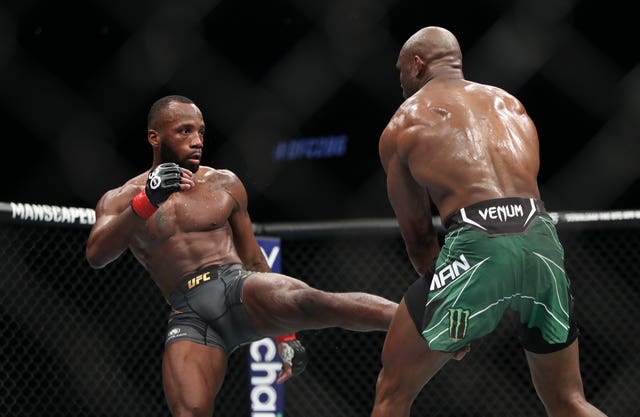 Leon Edwards, left, defeated Kamaru Usman in March (Kieran Cleeves/PA)