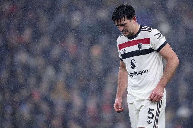 Harry Maguire reacts during Manchester United's draw with Liverpool