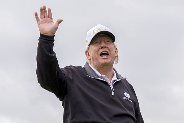 US President Donald Trump at Trump International Golf Links, on the Menie Estate in Balmedie, Aberdeenshire
