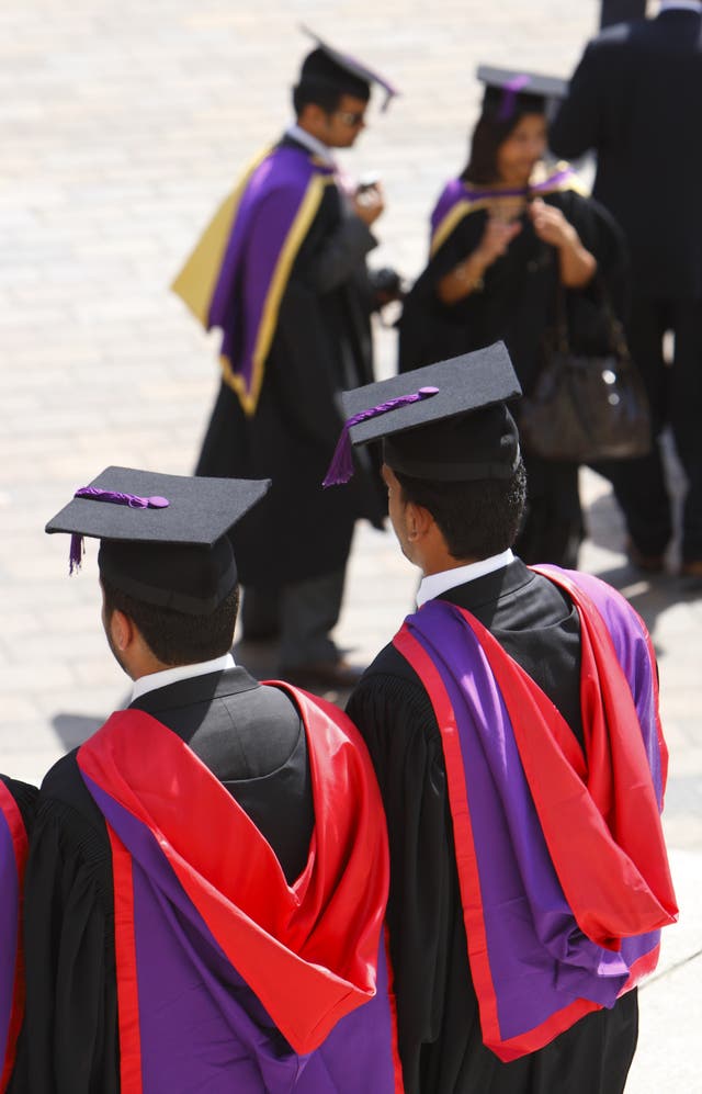Graduates in their caps and gowns on their graduation day