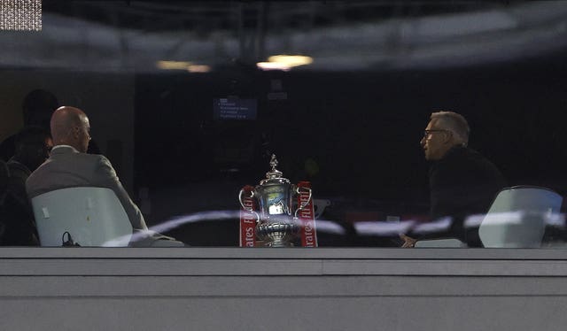 Alan Shearer (left) and Gary Lineker (right) in the BBC studio at the Etihad