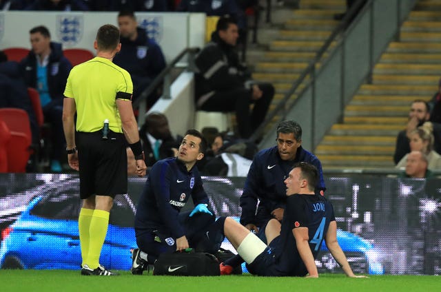 Phil Jones suffered an injury against Germany