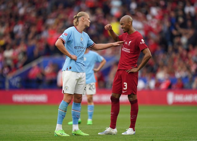 Manchester City’s Erling Haaland and Liverpool’s Fabinho