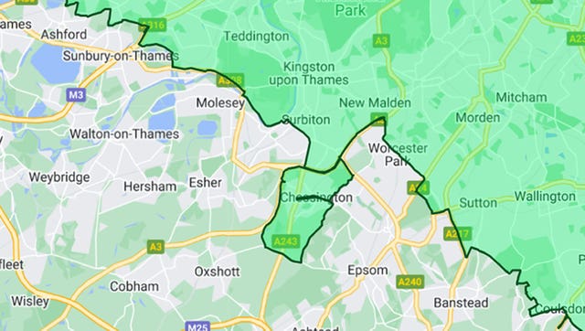 A map posted on the Transport for London website of the expanded Ulez zone in Chessington 