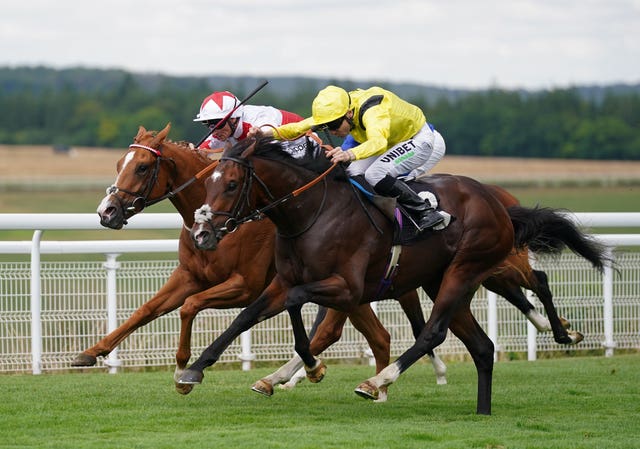 Marbaan (right) winning the Vintage Stakes at Goodwood