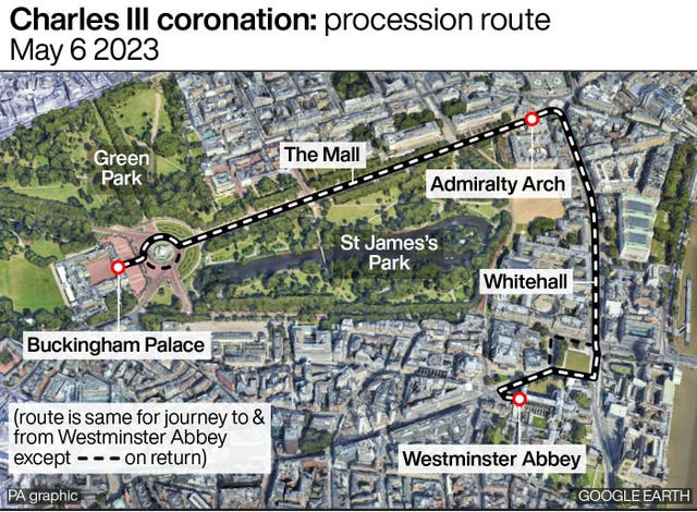 Charles III coronation: procession route May 6 2023