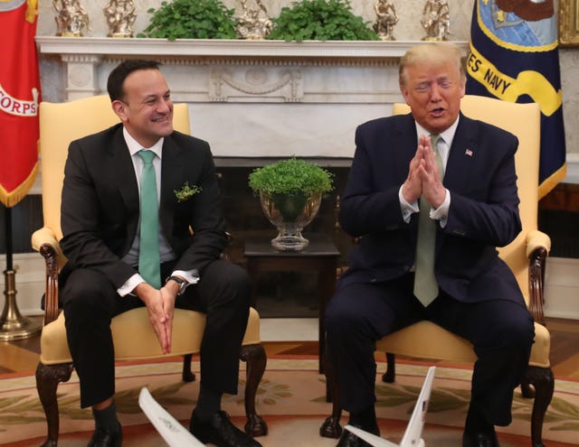 Leo Varadkar laughing with Donald Trump