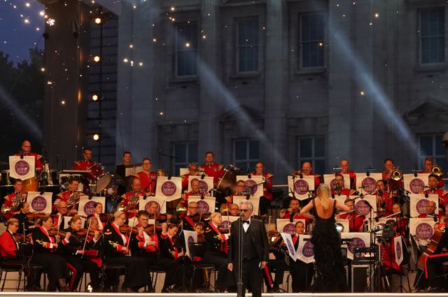 Andrea Bocelli takes to the stage alongside son Matteo, 24, and 10