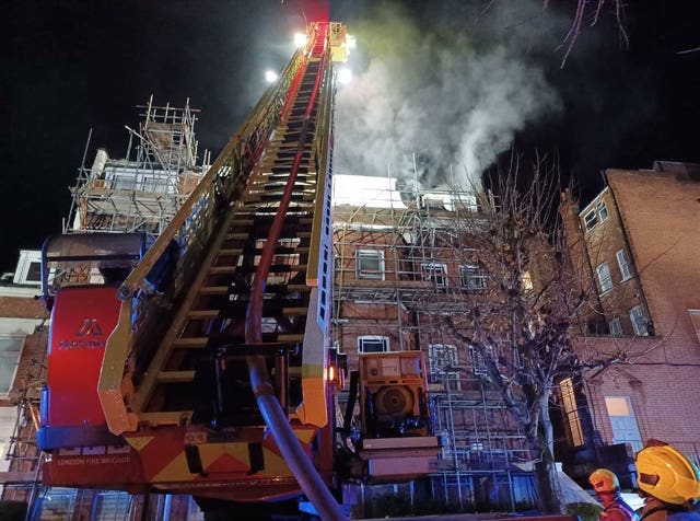 Firefighters at the scene of a fire on Lyncroft Gardens in West Hampstead, London