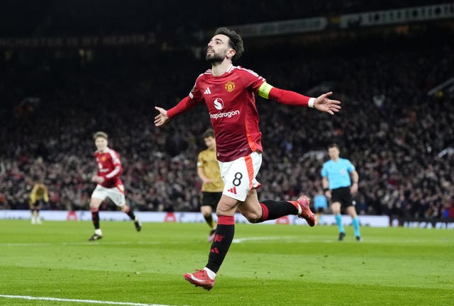 Manchester United’s Bruno Fernandes celebrates