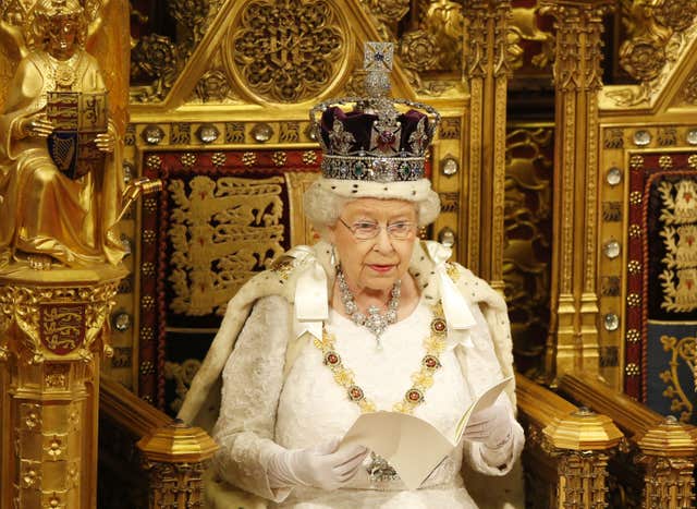 The Queen wearing the Imperial State Crown