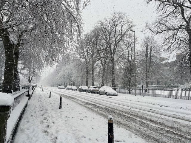 A road in Aberdeen covered in deep snow