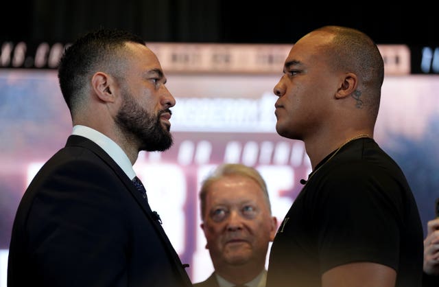 A face-off between Joseph Parker, left, and Fabio Wardley, right