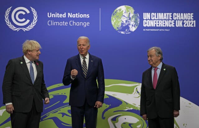 Boris Johnson, Antonion Guterres and Joe Biden