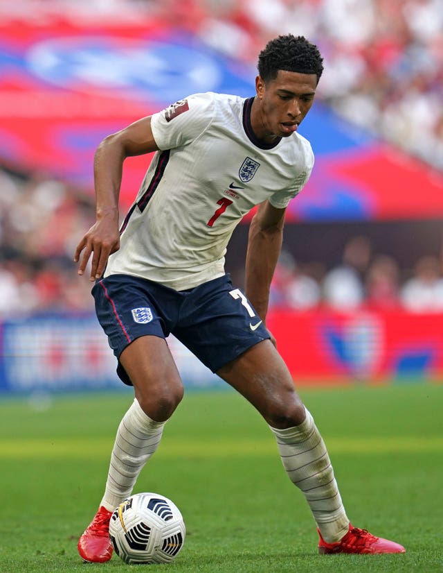 Hungarian fans aimed racist abuse at England's Jude Bellingham, pictured, and his team-mate Raheem Sterling during the qualifying match in Budapest on September 2