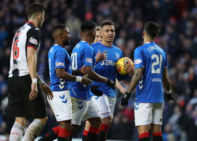 Rangers players were lining up to take penalties against St Mirren