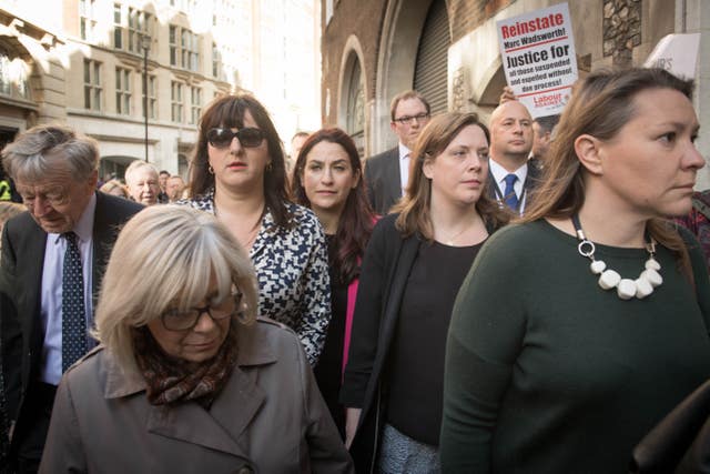 Labour MPs march in support of Ruth Smeeth (Stefan Rousseau/PA)