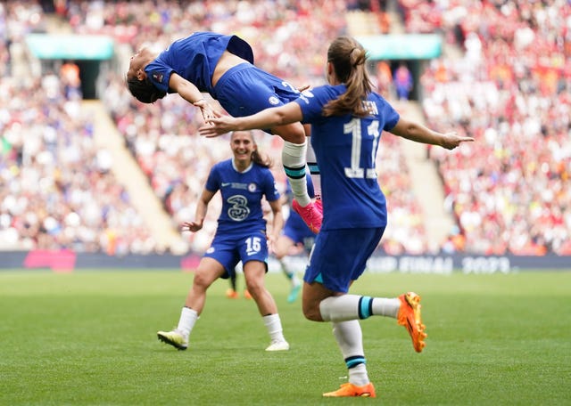 Chelsea’s Sam Kerr celebrates in style