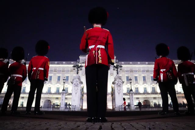 Troops outside Buckingham Palace