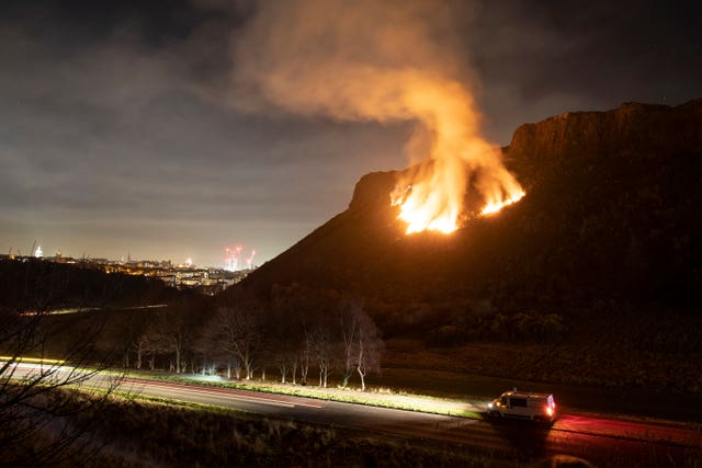 A gorse fire on Salisbury Crags