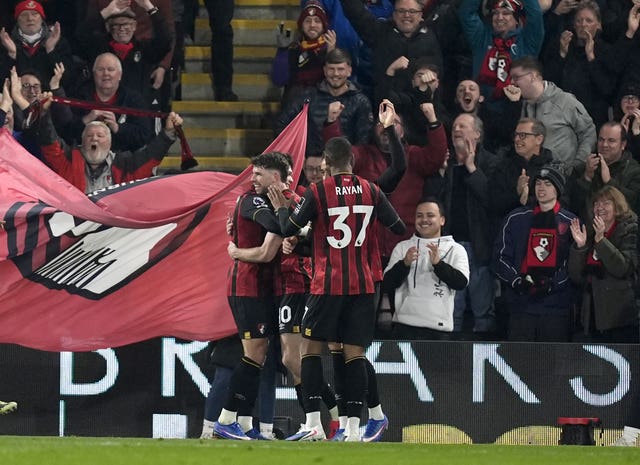 Bournemouth’s Ryan Christie celebrates scoring