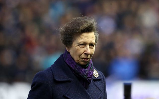 Anne, pictured during a Six Nations match at the home of Scottish rugby, Murrayfield Stadium in Edinburgh, is patron of the Scottish rugby's governing body. Andrew Milligan/PA Wire