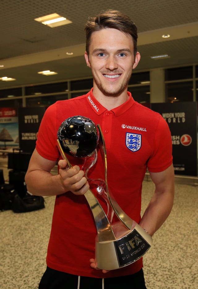 Freddie Woodman with the Under-20 World Cup trophy