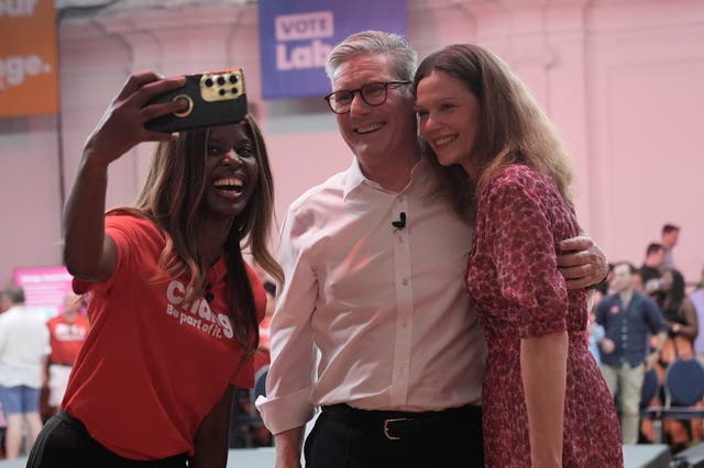 June Sarpong takes a selfie with Labour leader Sir Keir Starmer, and his wife Victoria