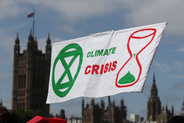 People called on MPs to take urgent action on climate and the environment at a mass lobby of Parliament on Wednesday (Jonathan Brady/PA)