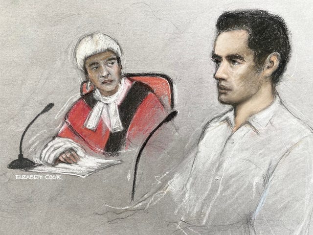 Sketch of Daniel Khalife in the dock