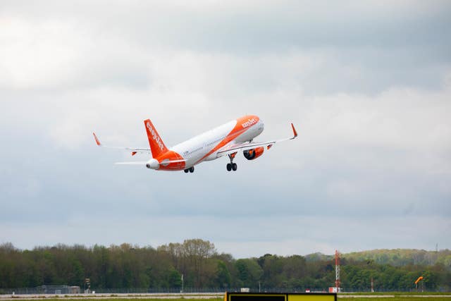 A flight to Faro in Portugal takes off at Gatwick Airport
