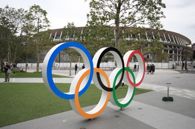 A general view of the 2020 Olympics stadium in Tokyo